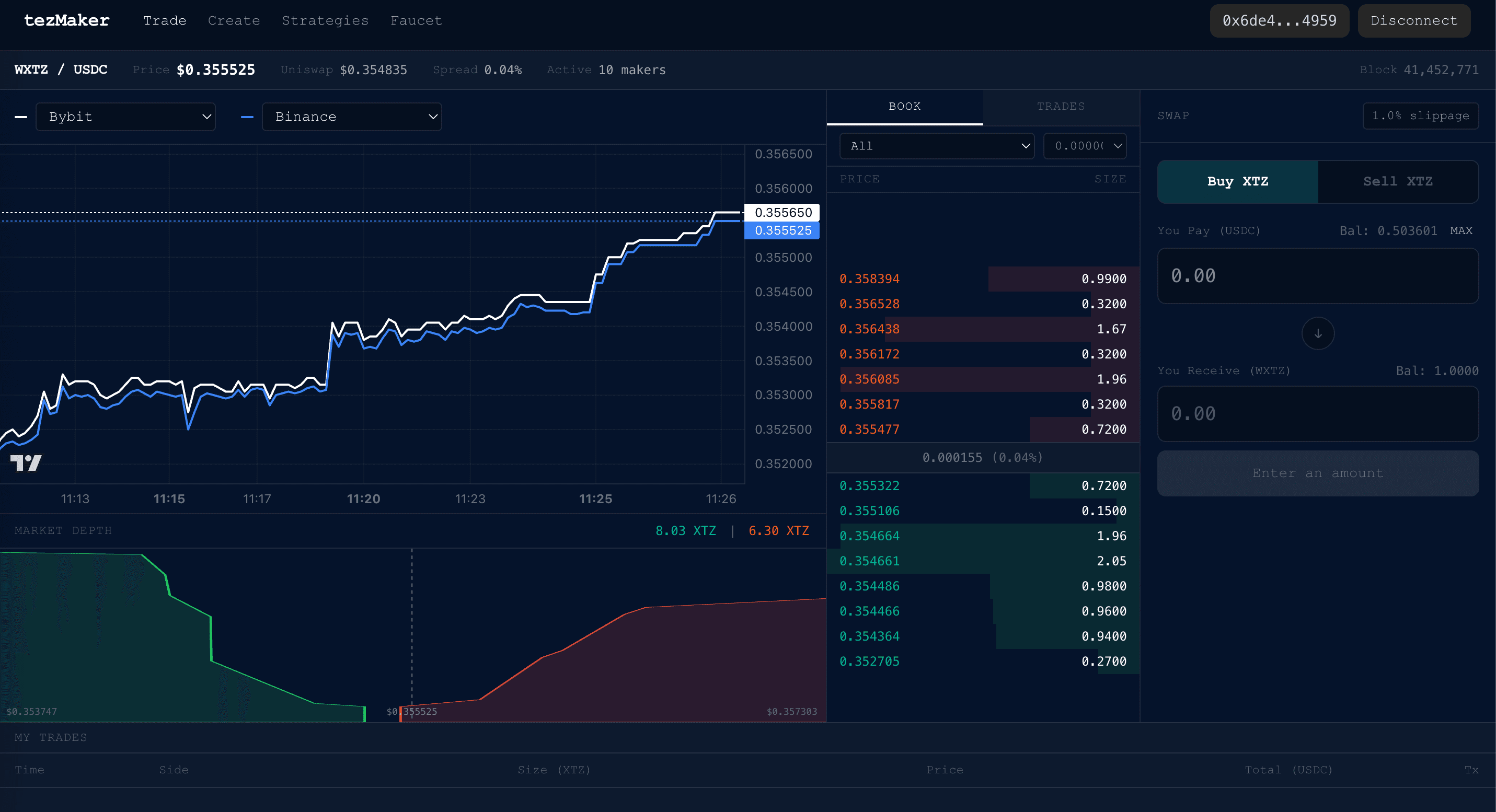 tezMaker trading interface